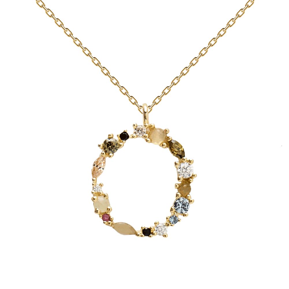 Collana con Iniziale Personalizzata in Argento Placcato Oro