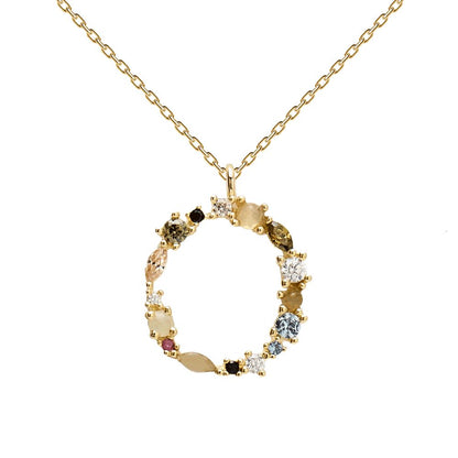 Collana con Iniziale Personalizzata in Argento Placcato Oro