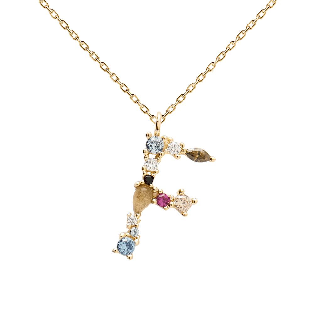 Collana con Iniziale Personalizzata in Argento Placcato Oro