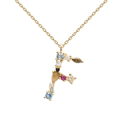 Collana con Iniziale Personalizzata in Argento Placcato Oro