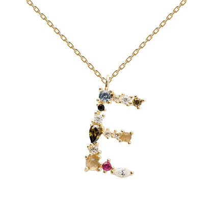 Collana con Iniziale Personalizzata in Argento Placcato Oro