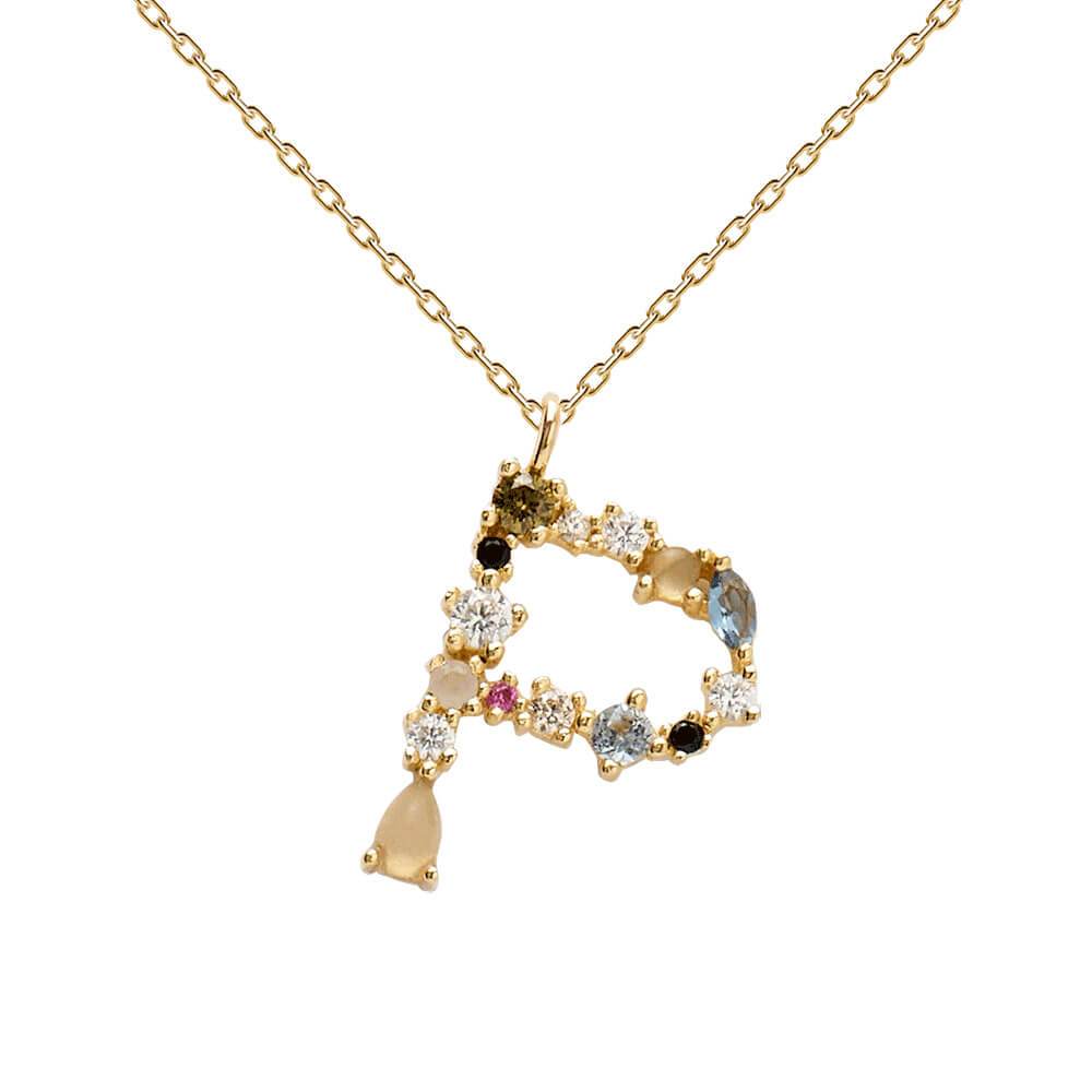 Collana con Iniziale Personalizzata in Argento Placcato Oro