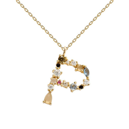 Collana con Iniziale Personalizzata in Argento Placcato Oro