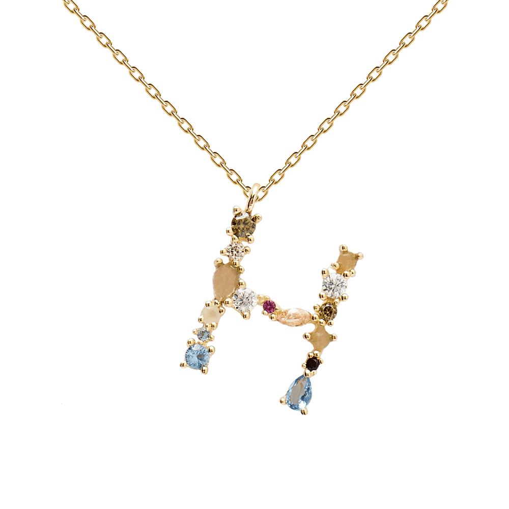 Collana con Iniziale Personalizzata in Argento Placcato Oro
