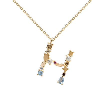 Collana con Iniziale Personalizzata in Argento Placcato Oro