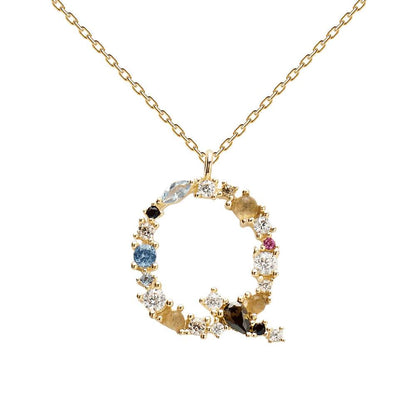 Collana con Iniziale Personalizzata in Argento Placcato Oro