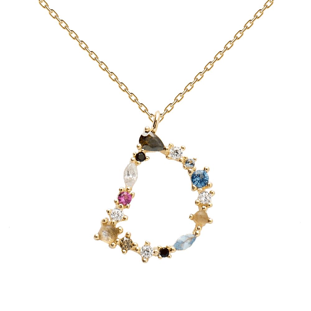 Collana con Iniziale Personalizzata in Argento Placcato Oro