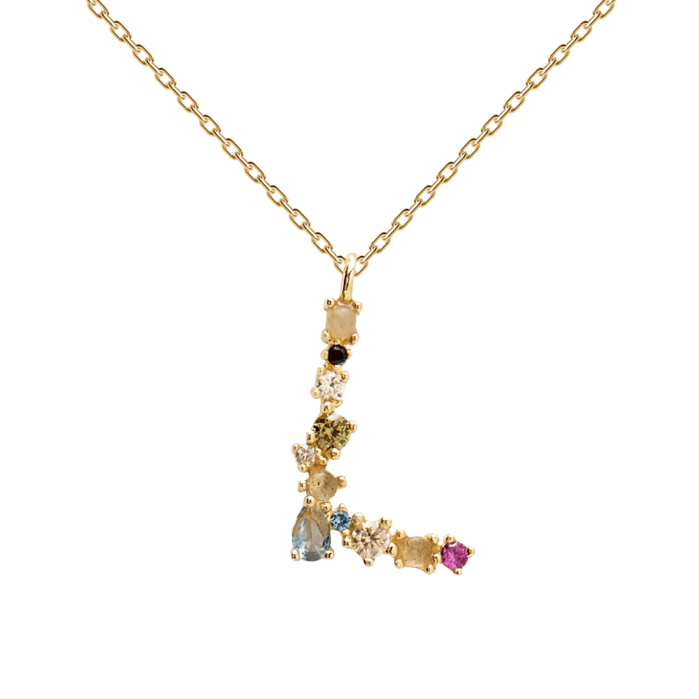 Collana con Iniziale Personalizzata in Argento Placcato Oro