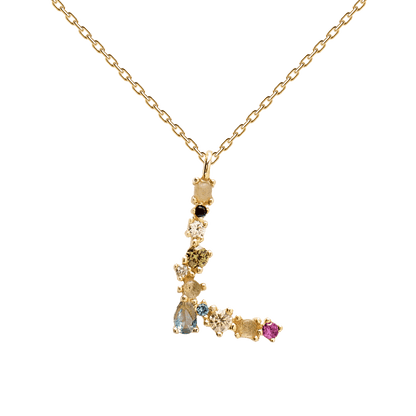 Collana con Iniziale Personalizzata in Argento Placcato Oro