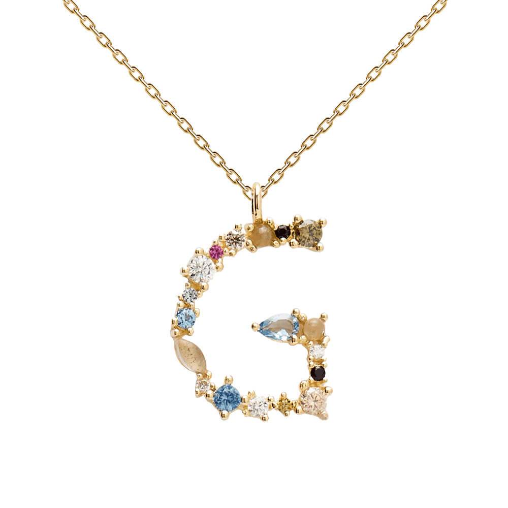Collana con Iniziale Personalizzata in Argento Placcato Oro