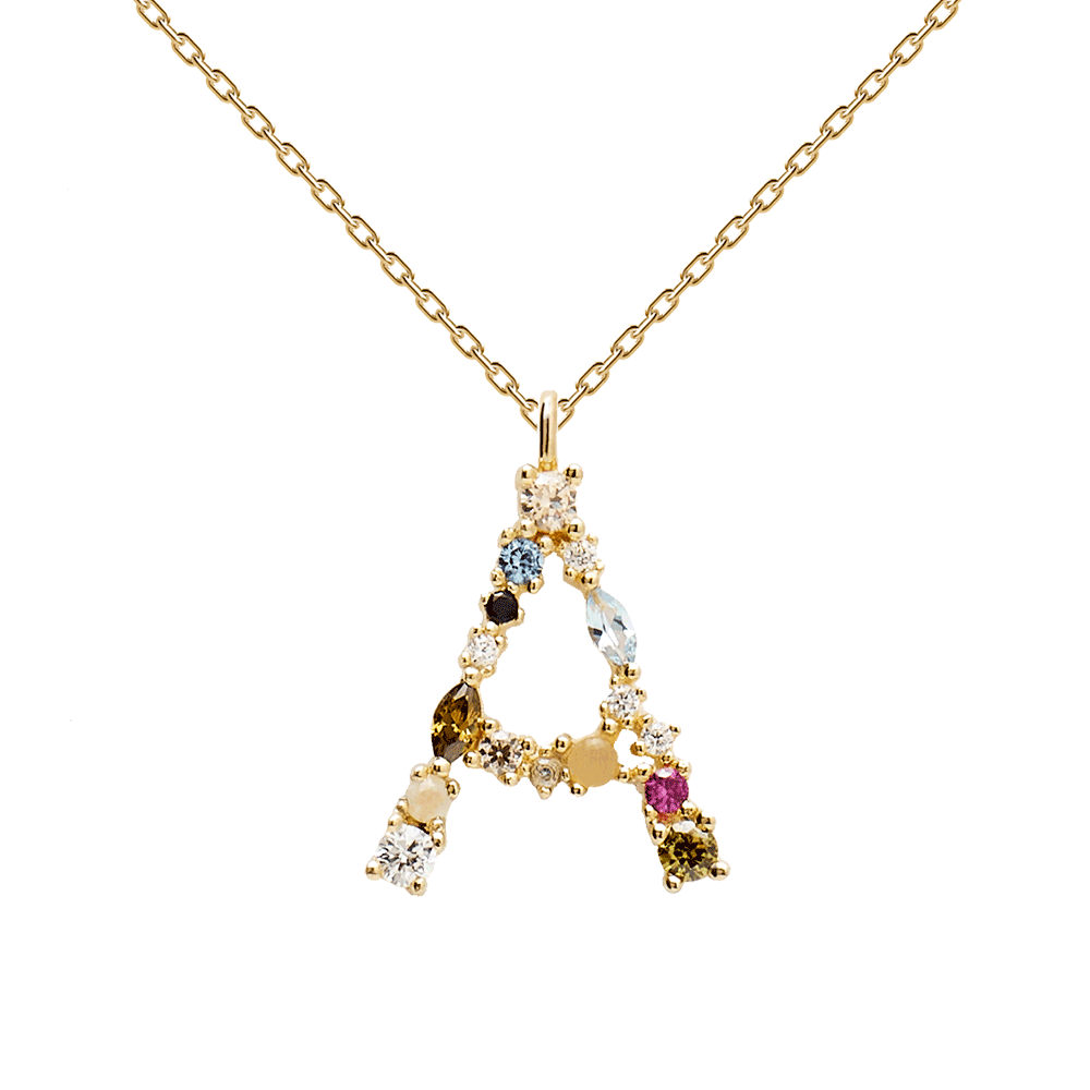 Collana con Iniziale Personalizzata in Argento Placcato Oro