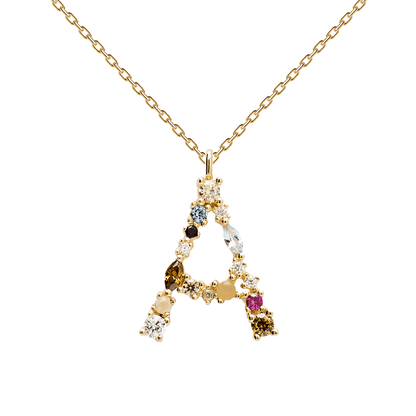 Collana con Iniziale Personalizzata in Argento Placcato Oro