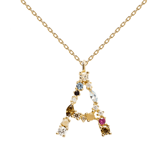 Collana con Iniziale Personalizzata in Argento Placcato Oro