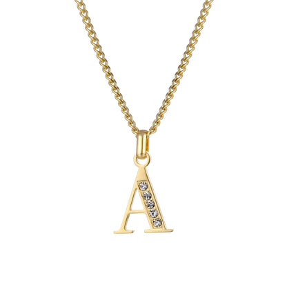 Collana con Iniziale in Acciaio Dorato con Zirconi