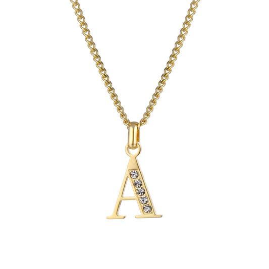 Collana con Iniziale in Acciaio Dorato con Zirconi
