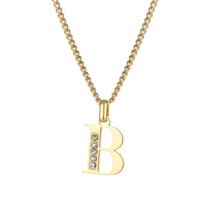 Collana con Iniziale in Acciaio Dorato con Zirconi