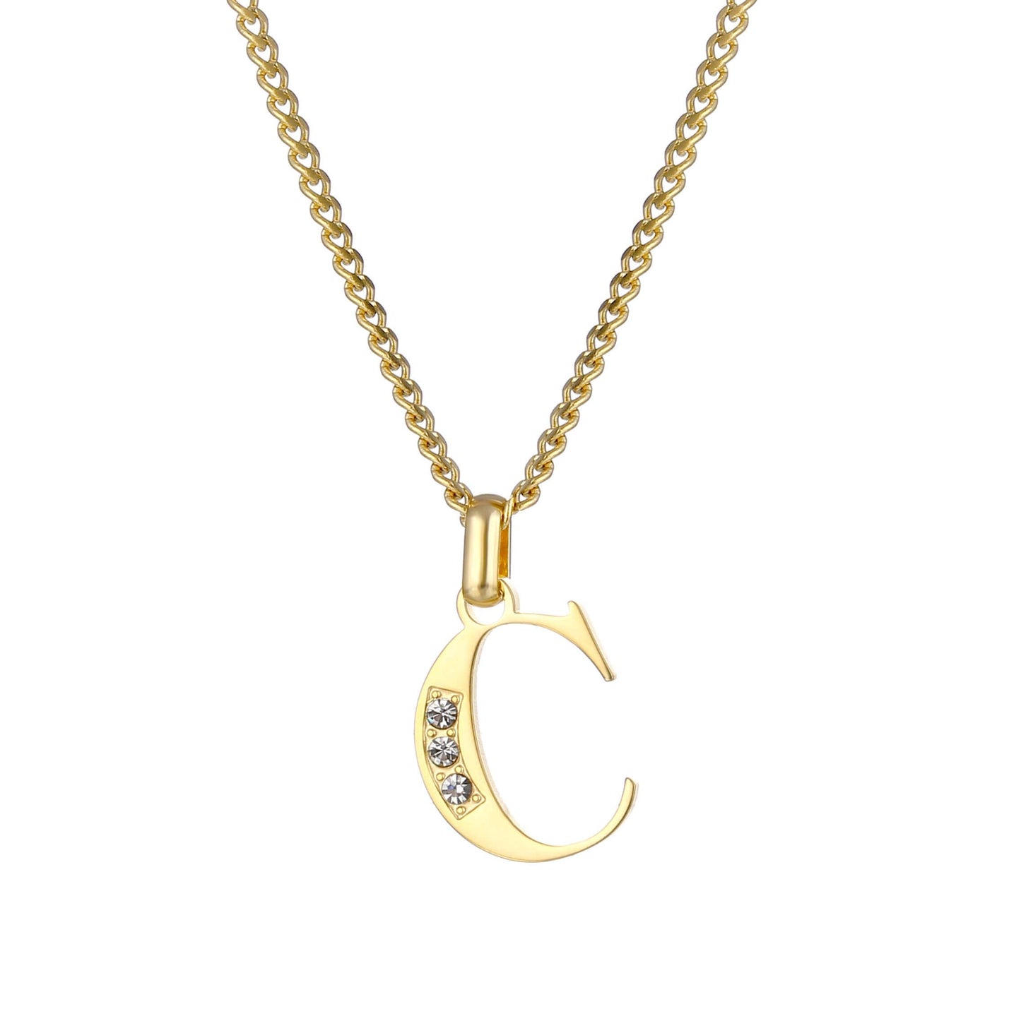Collana con Iniziale in Acciaio Dorato con Zirconi