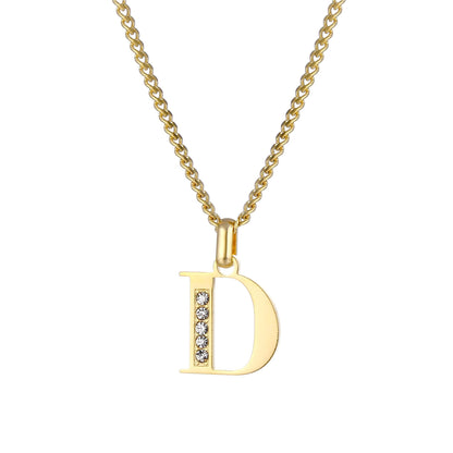Collana con Iniziale in Acciaio Dorato con Zirconi