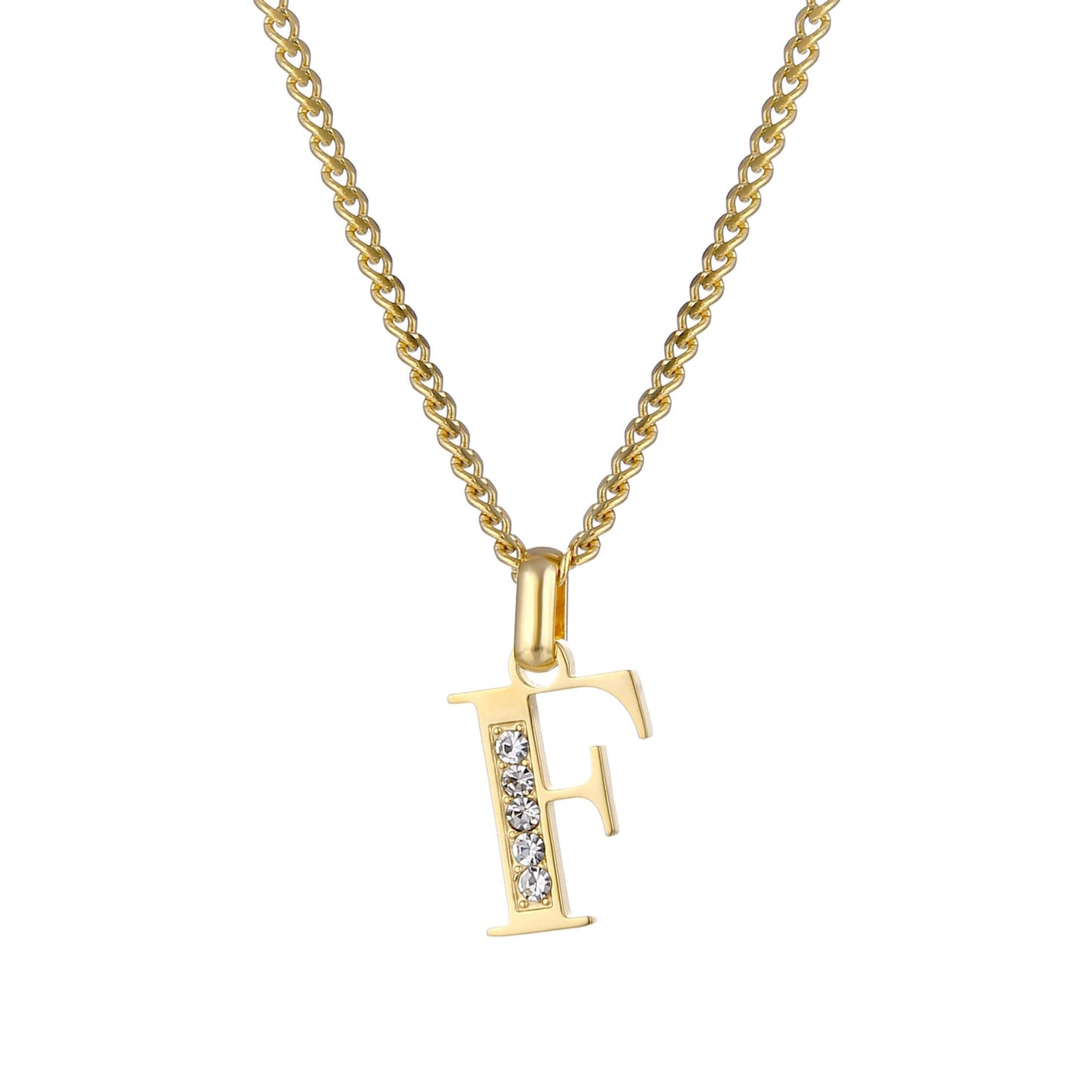 Collana con Iniziale in Acciaio Dorato con Zirconi