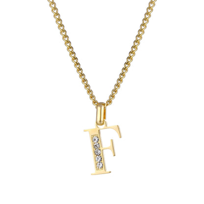 Collana con Iniziale in Acciaio Dorato con Zirconi