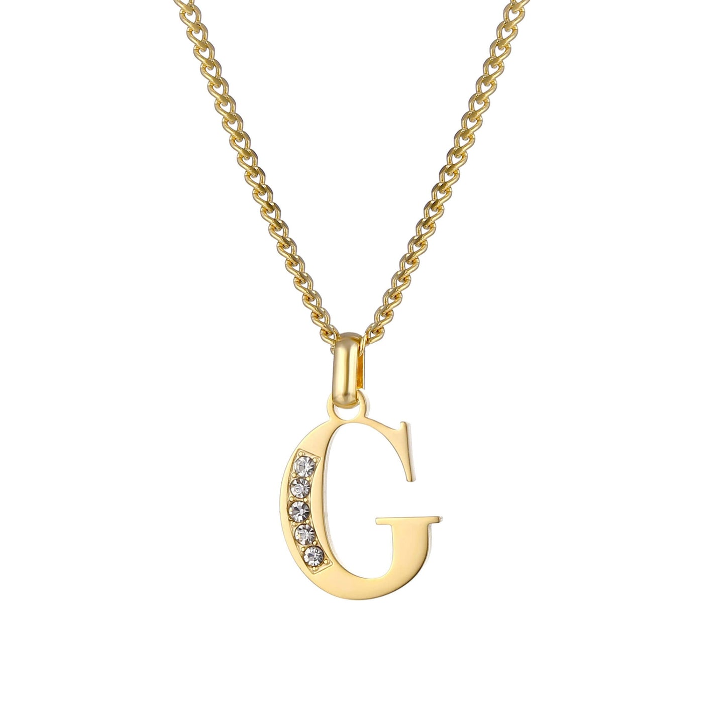 Collana con Iniziale in Acciaio Dorato con Zirconi