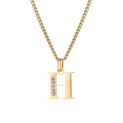 Collana con Iniziale in Acciaio Dorato con Zirconi