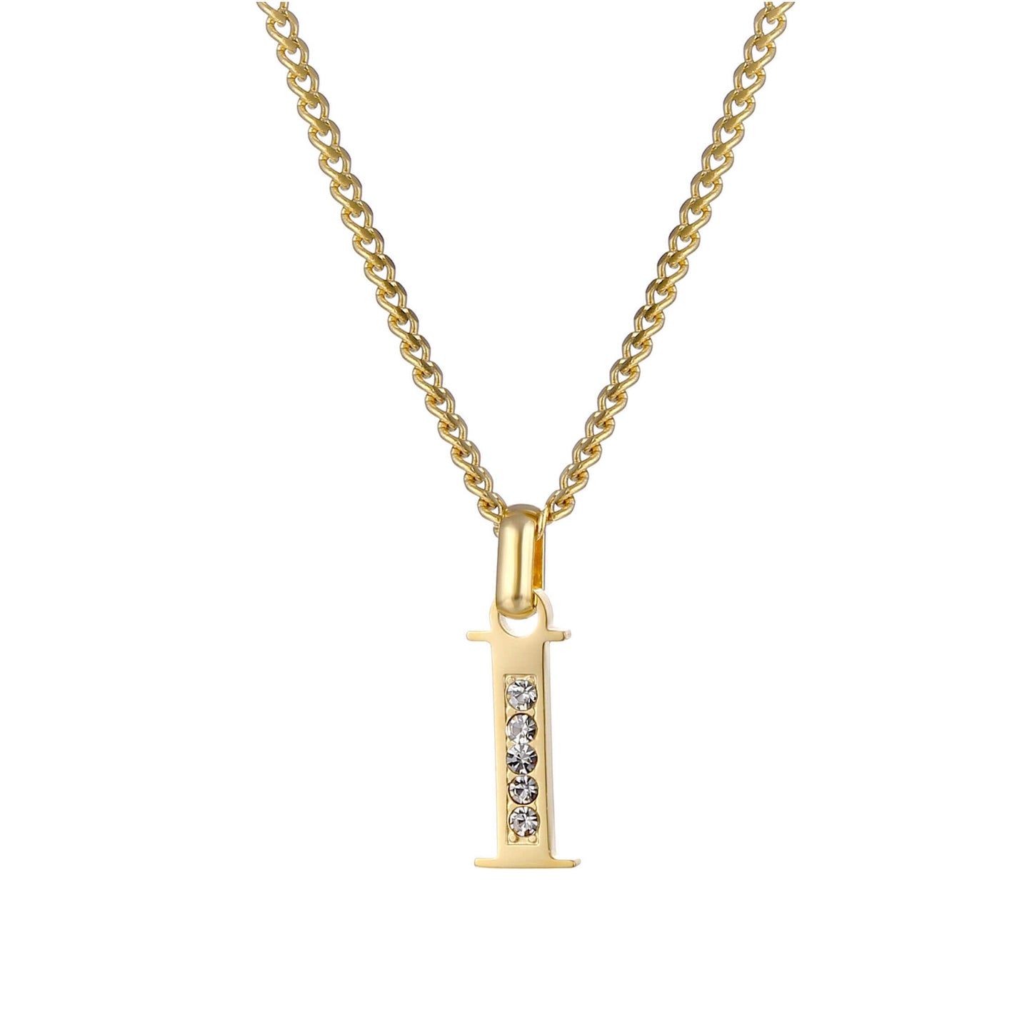 Collana con Iniziale in Acciaio Dorato con Zirconi