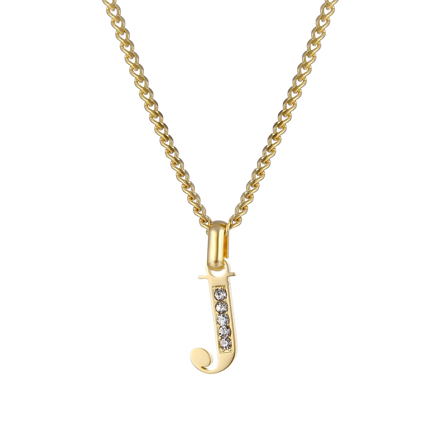 Collana con Iniziale in Acciaio Dorato con Zirconi