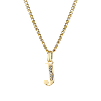 Collana con Iniziale in Acciaio Dorato con Zirconi