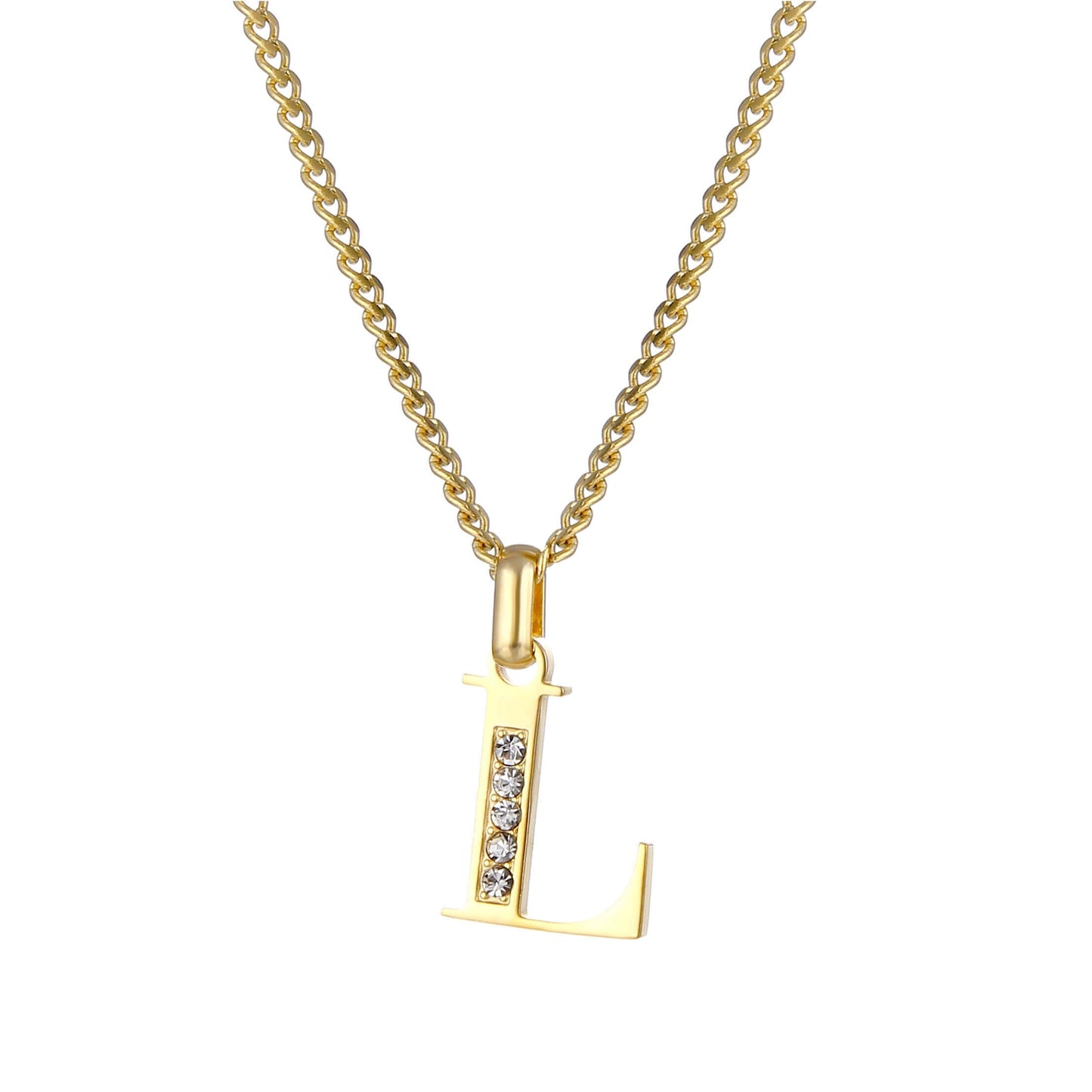 Collana con Iniziale in Acciaio Dorato con Zirconi