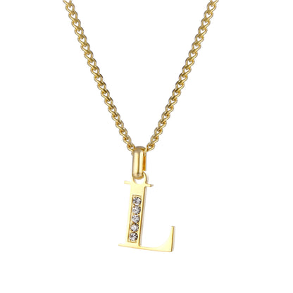 Collana con Iniziale in Acciaio Dorato con Zirconi