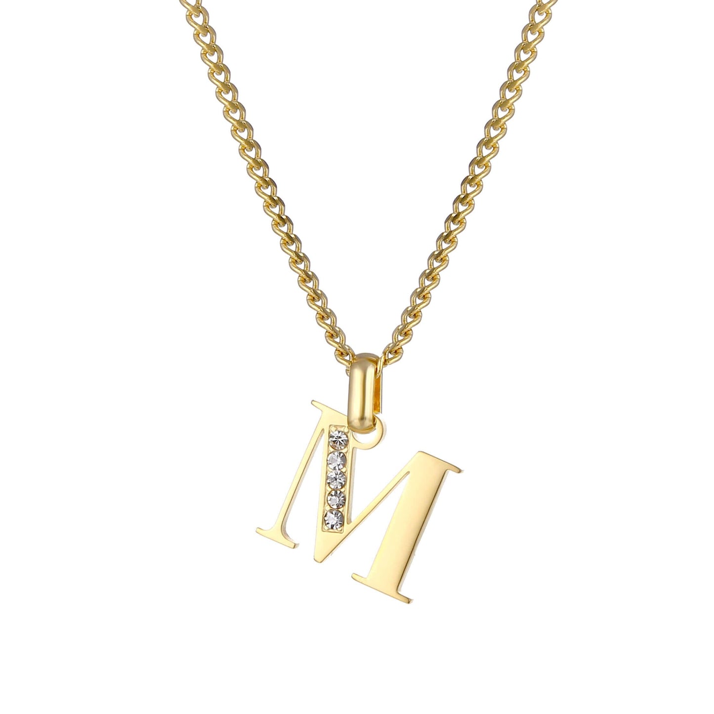 Collana con Iniziale in Acciaio Dorato con Zirconi