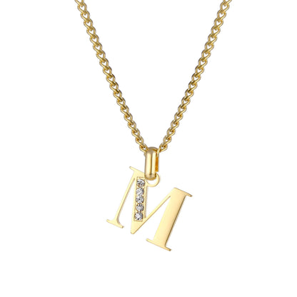 Collana con Iniziale in Acciaio Dorato con Zirconi