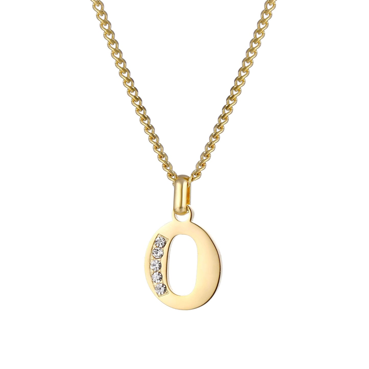 Collana con Iniziale in Acciaio Dorato con Zirconi