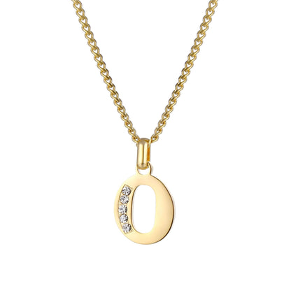 Collana con Iniziale in Acciaio Dorato con Zirconi