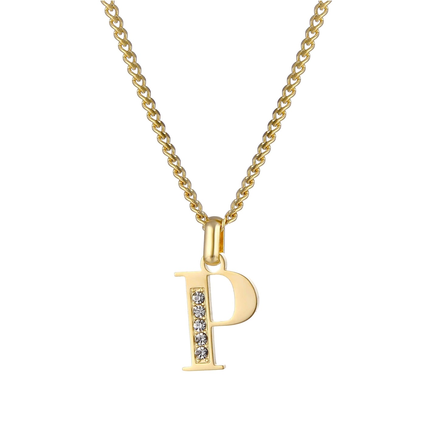 Collana con Iniziale in Acciaio Dorato con Zirconi