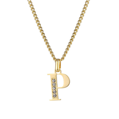 Collana con Iniziale in Acciaio Dorato con Zirconi