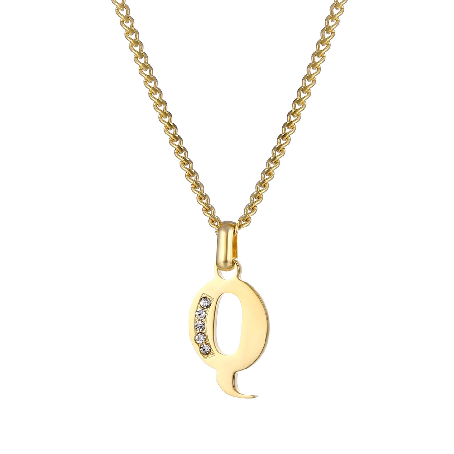 Collana con Iniziale in Acciaio Dorato con Zirconi