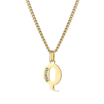 Collana con Iniziale in Acciaio Dorato con Zirconi
