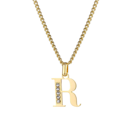 Collana con Iniziale in Acciaio Dorato con Zirconi
