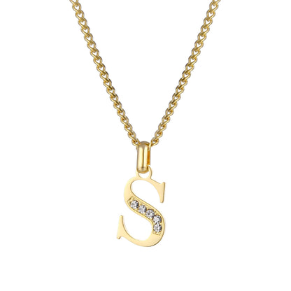 Collana con Iniziale in Acciaio Dorato con Zirconi