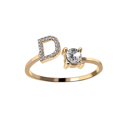 Anello con Iniziale Zirconi Acciaio Placcato Oro