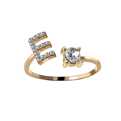 Anello con Iniziale Zirconi Acciaio Placcato Oro