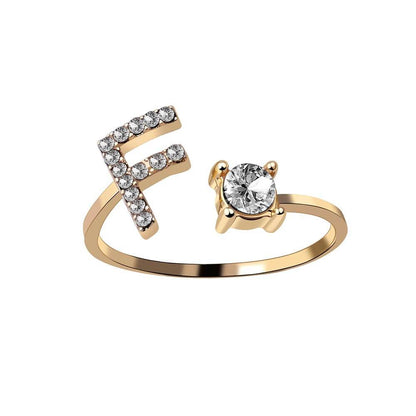 Anello con Iniziale Zirconi Acciaio Placcato Oro