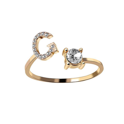 Anello con Iniziale Zirconi Acciaio Placcato Oro