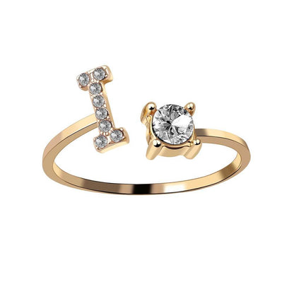Anello con Iniziale Zirconi Acciaio Placcato Oro