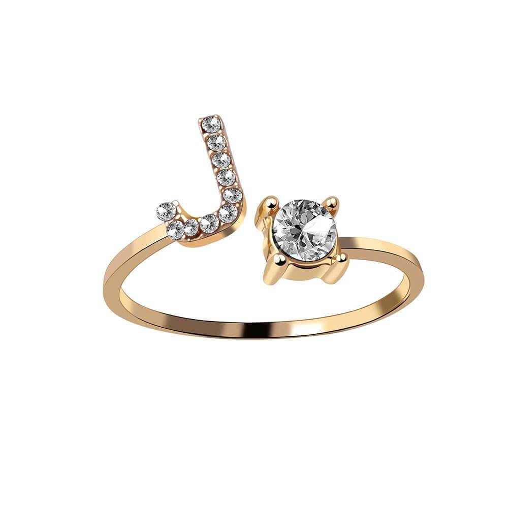 Anello con Iniziale Zirconi Acciaio Placcato Oro