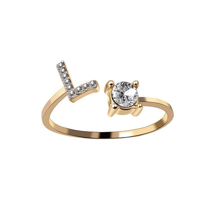 Anello con Iniziale Zirconi Acciaio Placcato Oro