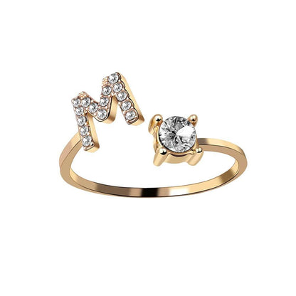 Anello con Iniziale Zirconi Acciaio Placcato Oro