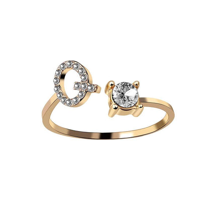 Anello con Iniziale Zirconi Acciaio Placcato Oro